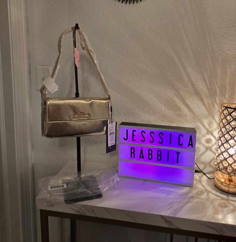 Gold Nicole Miller Rectangle Shoulder Bag